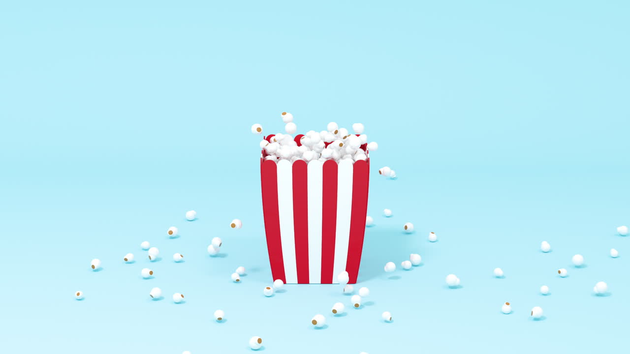 Scattered popcorn, sweet food, 3d rendering.