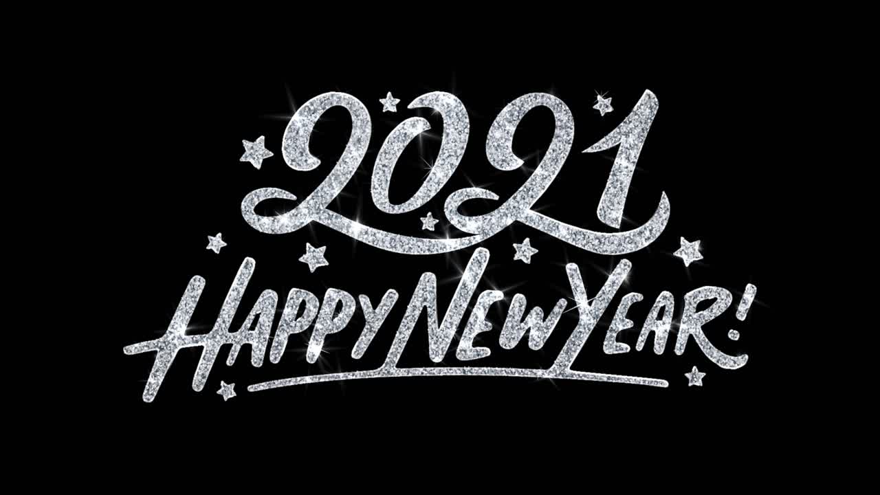 Frohes Neues Jahr 2021 - Silberner Glitzertext Grafik