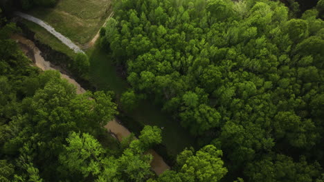 Sewage-Wastewater-Treatment-Plant-And-Surroundings-In-Collierville,-Tennessee,-United-States---Aerial-Drone-Shot