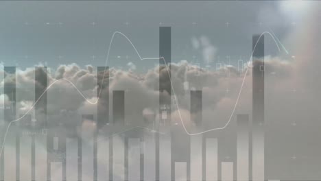 Animation-Der-Statistikverarbeitung-über-Wolken-Und-Himmel