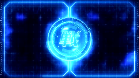 animación de bucle de juego deportivo futurista. versus fondo de lucha de batalla. pantalla de neón de radar. carácter chino "lucha". elemento de letra japonés. control de juego.