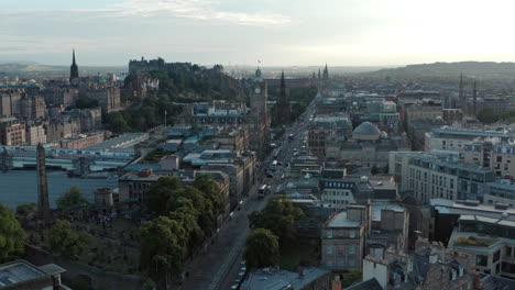 Descending-drone-shot-of-Edinburgh-to-reveal-Dugald-stewart-monument-Calton-hill-view-point