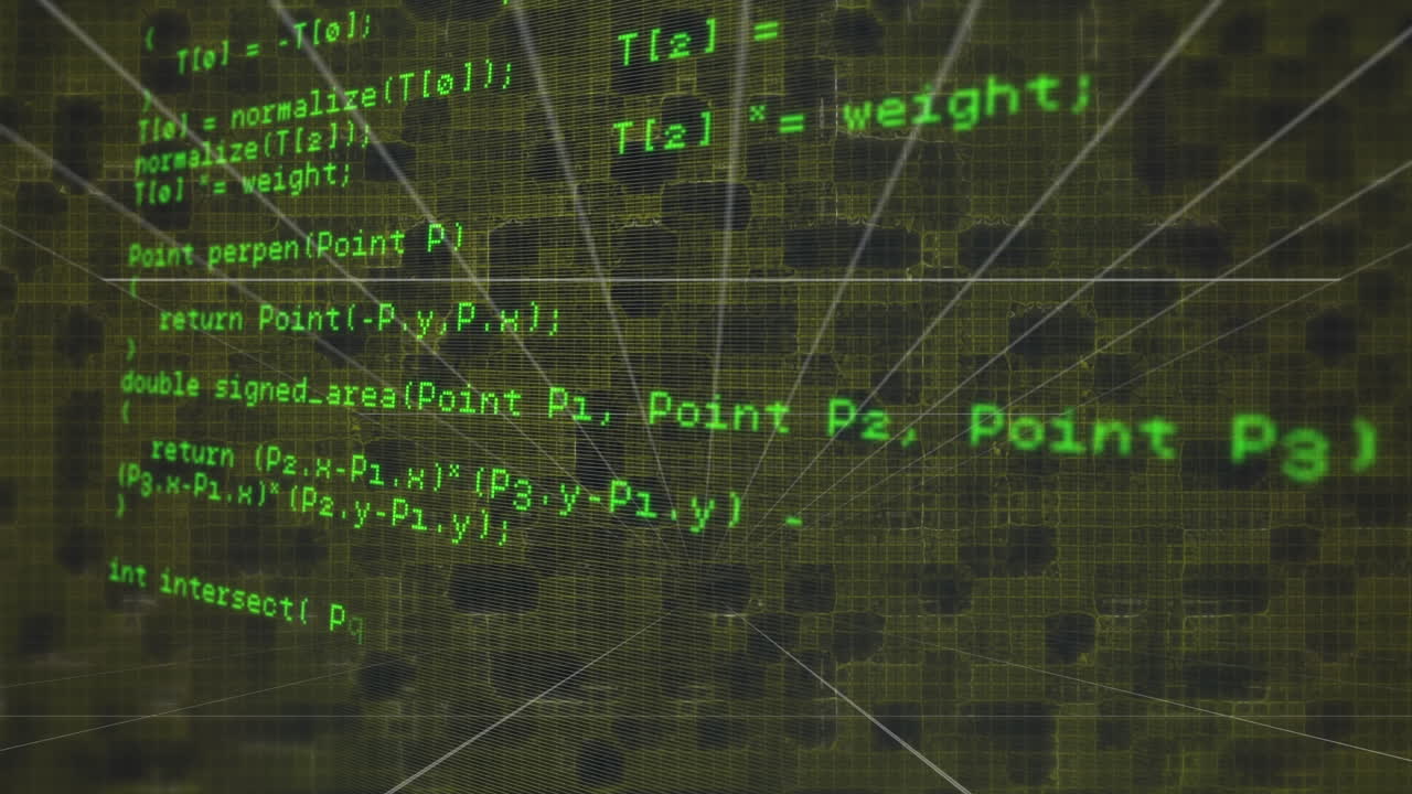 animación del procesamiento de datos a través de una red de líneas