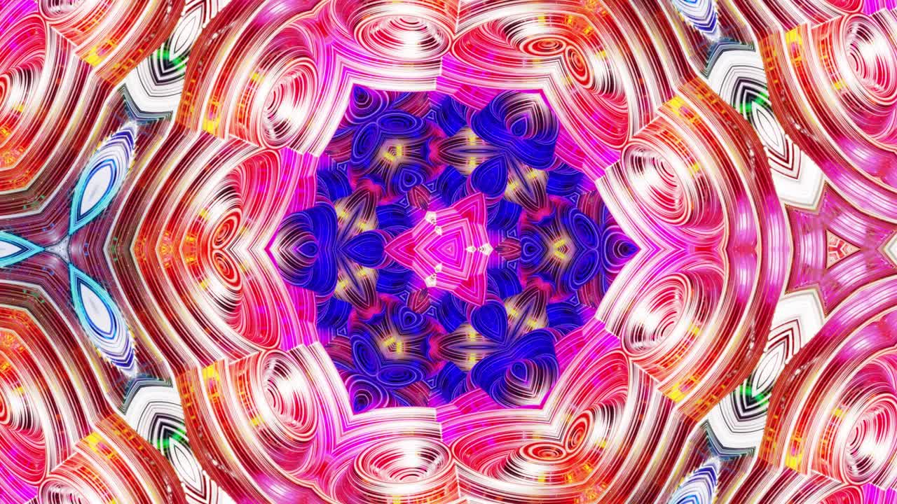 Animazione 3D elegante e astratta in loop, come un motivo simmetrico ondulato, una struttura caleidoscopica con onde, vetro liquido multicolore con splendidi colori sfumati. Animazione fluida colorata e di tendenza in 4K