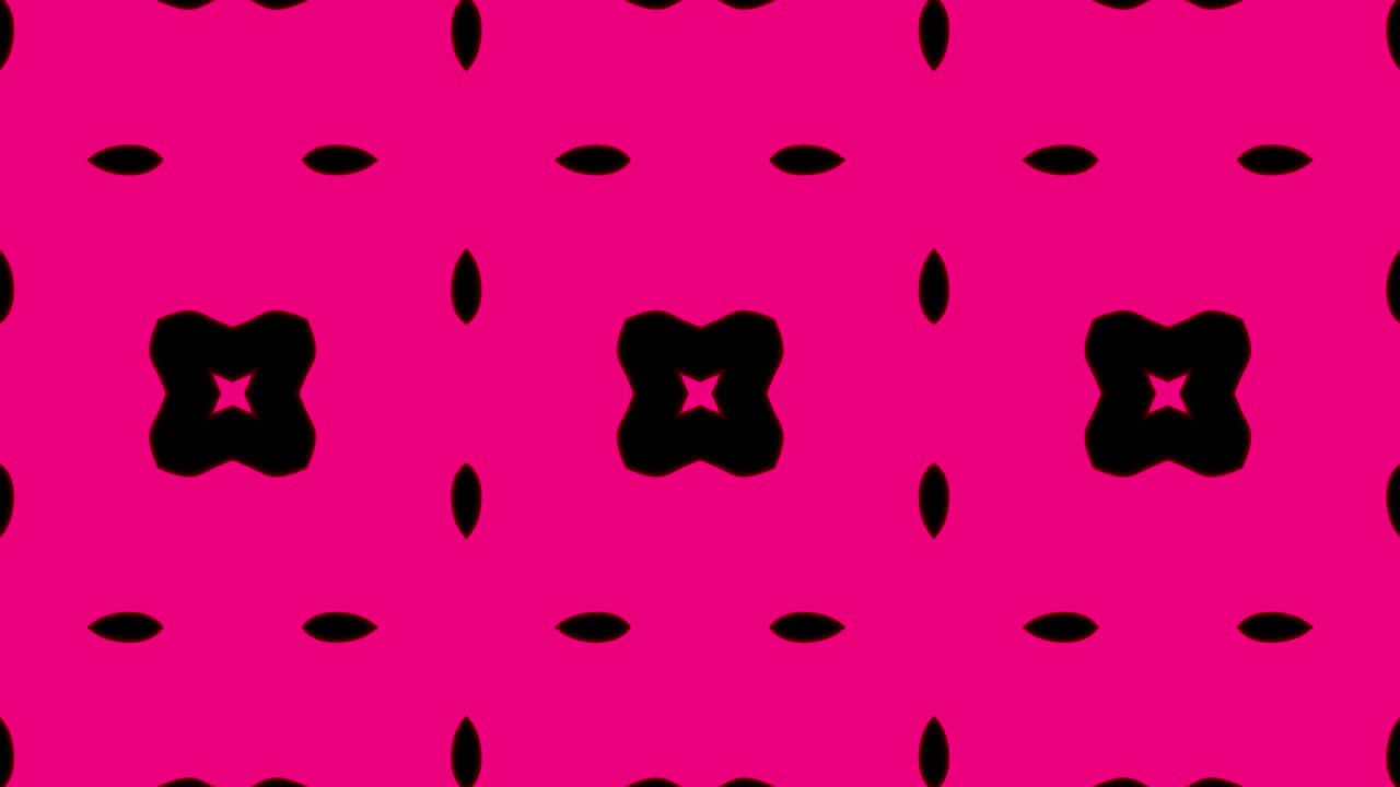 Sfondo astratto con motivo geometrico rosa senza soluzione di continuità. Loop caleidoscopico a strisce astratte. Sfondo VJ caleidoscopico psichedelico colorato e veloce. Sfondo animato astratto stile disco. Effetto caleidoscopio