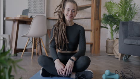 Woman doing home workout
