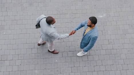 city welcome, shaking hands and business people