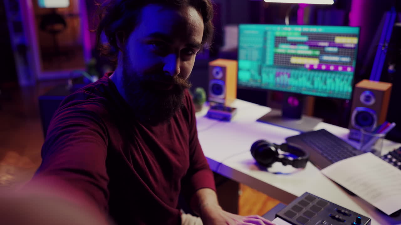 pov de músico tocando el sintetizador para lecciones de piano en línea