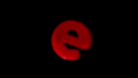 the letter e coming into focus on black background