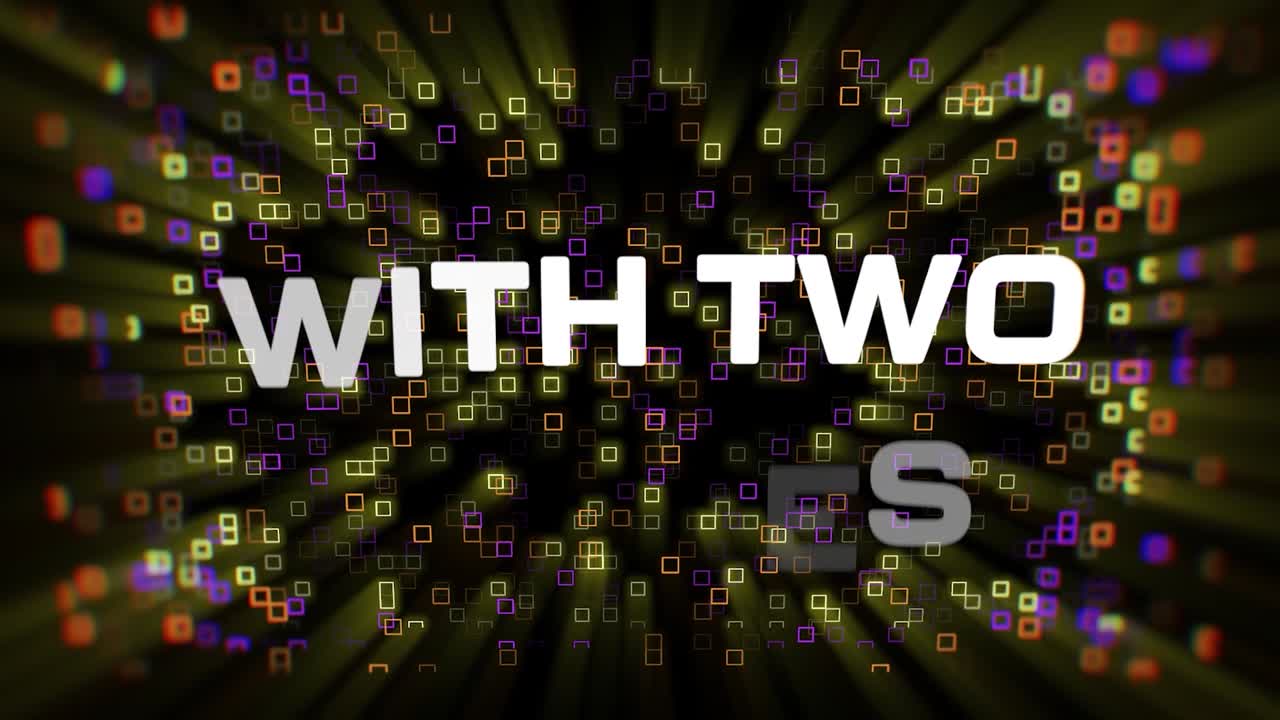 Dynamic Text Animation with Abstract Digital Background and Glowing Squares