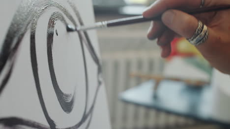 artista pintando un ojo en el lienzo