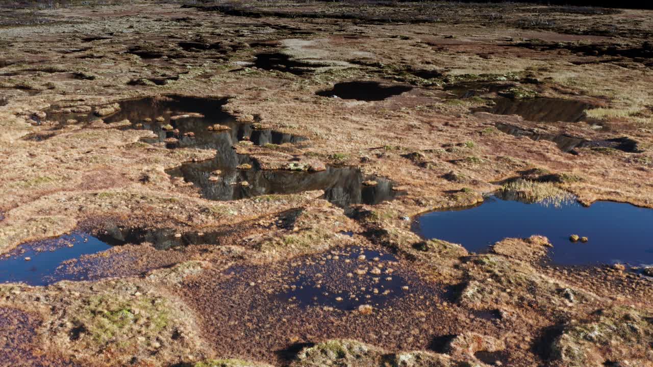 노르웨이 북부의 늪지대 습지의 조감도