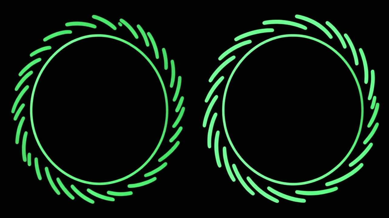 Geanimeerde groene cirkelvormige laadpictogrammen op zwarte achtergrond
