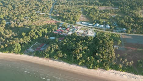 Ariel-View-Pugu-Y-Siar-Village-Beach,-Kuching,-Sarawak