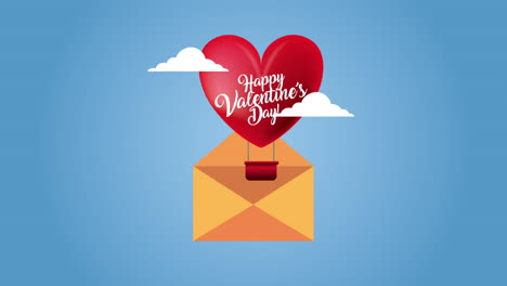 valentines day animated card with heart in envelope