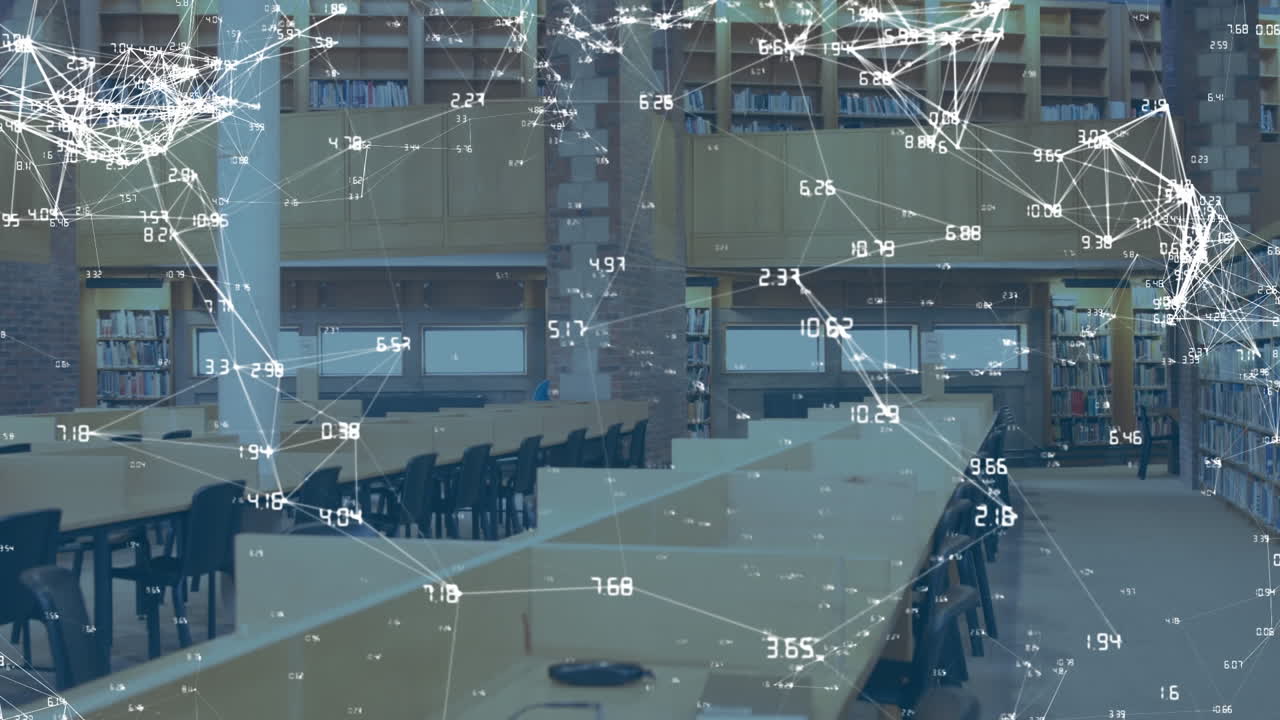 연결의 웹을 통해 빈 라이브러리의 애니메이션, 백그라운드에서 표시되는 통계.