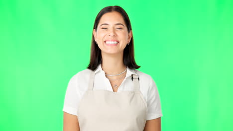 Smile,-woman-and-employee-portrait-on-green-screen