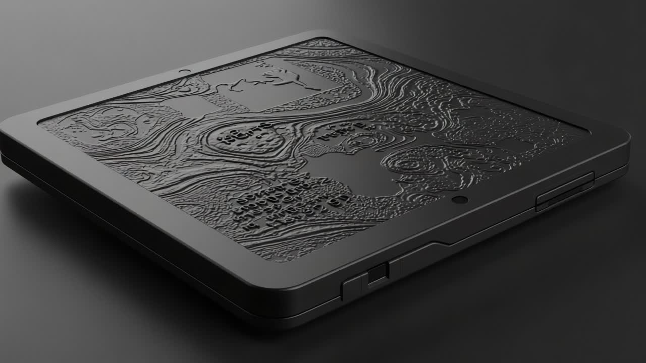 A Close-Up Exploration of an Artistic Black Textured Surface, Showcasing Intricate Patterns and Design in a Modern Digital Device Concept