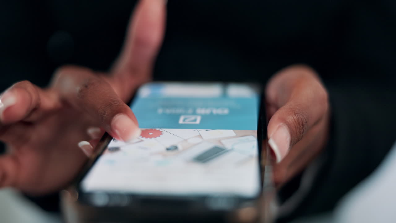 Person using smartphone with mobile application