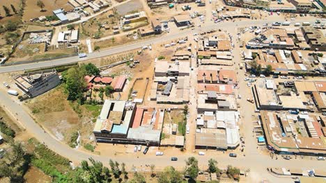 Birdseye-aerial-view-of-Loitokitok-kenya,-shanty-poor-neighborhood-of-Nairobi-suburbs,-Kenya