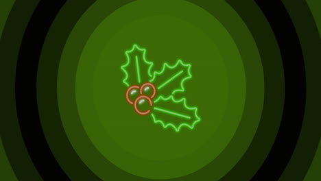 animation of christmas leaves over green circles