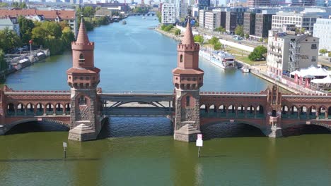 summer day east west berlin border river bridge germany