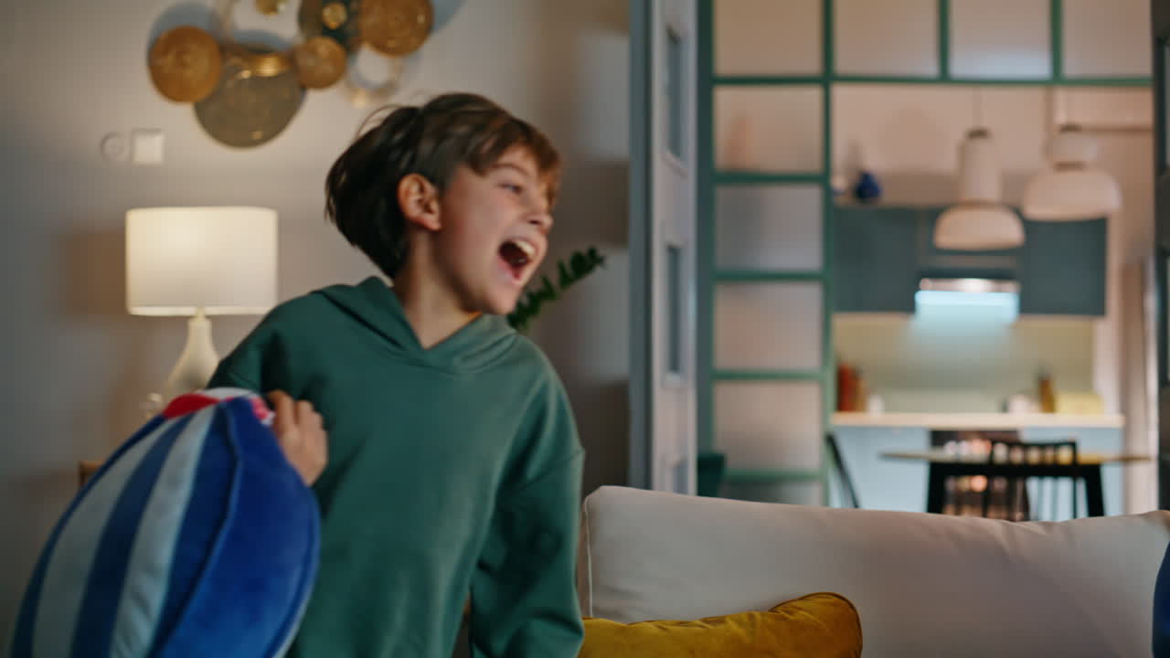 Son distracting calling mother sitting couch closeup. Stressed woman talking