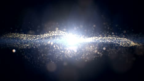 hermosa luz de energía molecular abstracta parpadeando sin problemas con átomos ondulantes a su alrededor. animación en bucle 3d del movimiento de partículas abstractas con luz brillante y brillante.