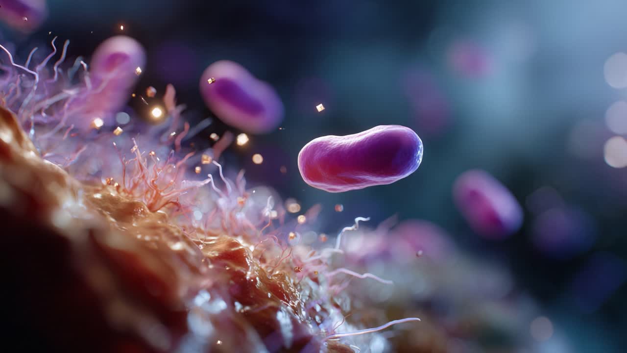 Microscopic View of Bacteria in Motion: A Captivating Exploration of Microbial Life in a Vibrant and Dynamic Environment