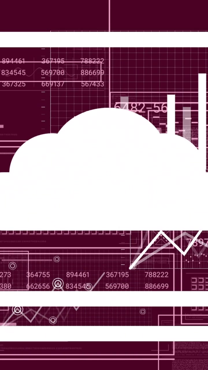 Animación del procesamiento de datos sobre fondo oscuro