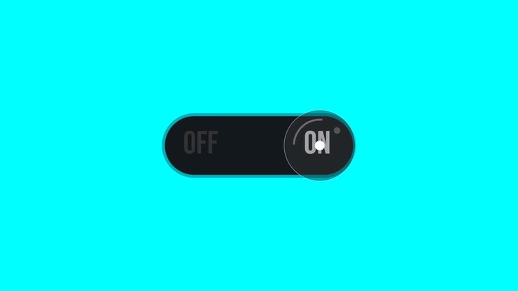 Interruptor digital que se mueve de la posición de apagado a encendido