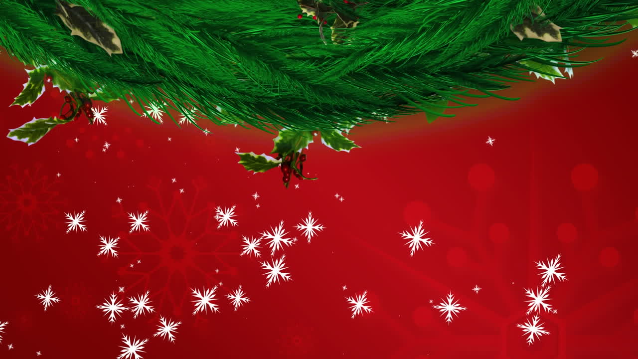 animación de la nieve cayendo sobre las decoraciones de navidad