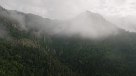 Paisaje-Dramático-De-Las-Montañas-Del-Bosque-Brumoso-En-La-Reserva-Natural-De-Borjomi,-Samtskhe-javakheti,-Georgia