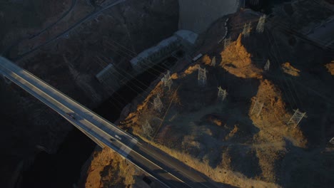 aerial view of the hoover dam from directly above looking straight down