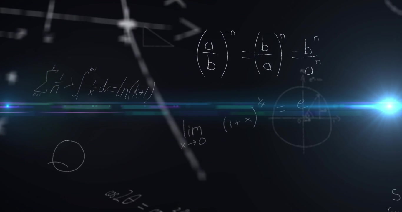 Åbning på tavle, kridtdiagrammer vises, formler glider, Venn-diagram tegnes, illustrerer matematik.