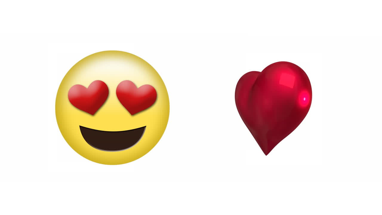 animación de iconos emoji de redes sociales de corazón sobre un fondo blanco
