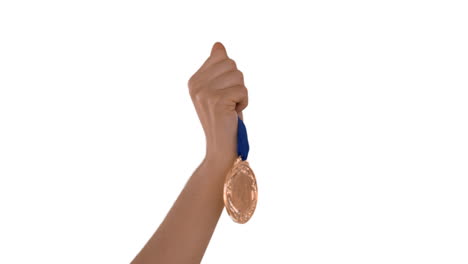 hands throwing a medal