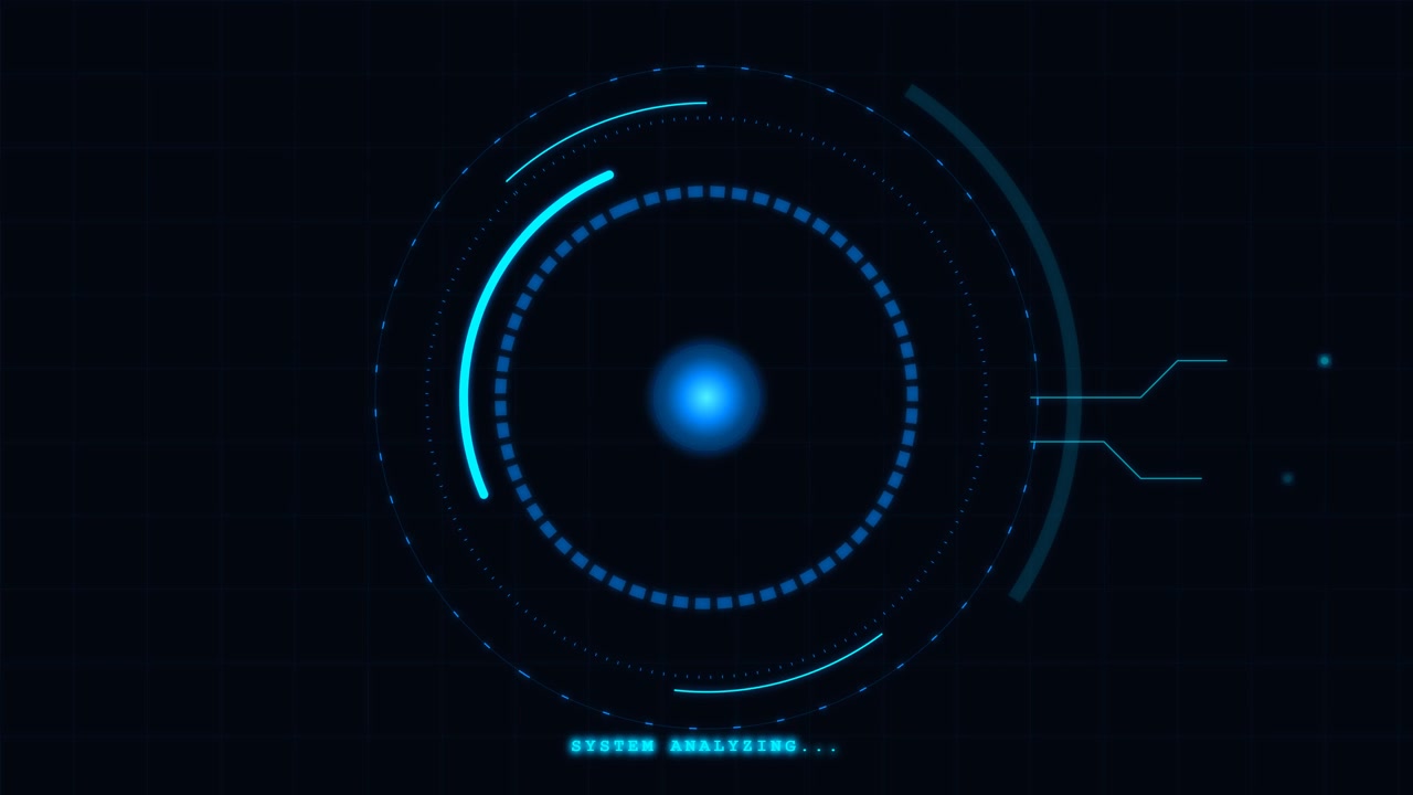 Digital HUD Interface With System Analyzing Text Overlay