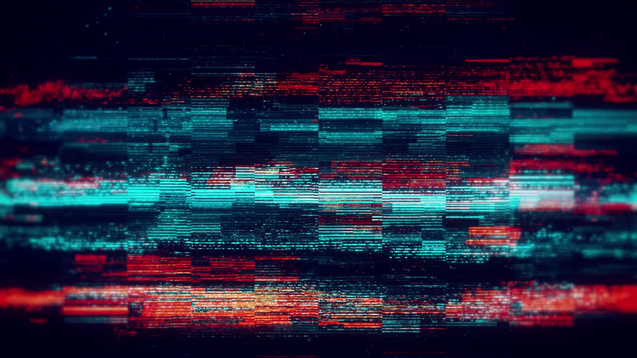 Abstract Digital Glitch Error Background with Red and Blue Pixels