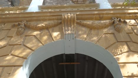 close-up of the facade of the goolbai maternity home in karachi