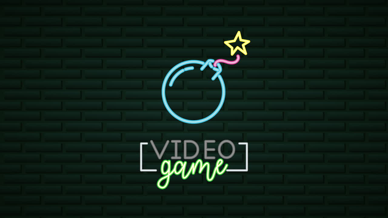 pared con luz de neón boom de videojuegos