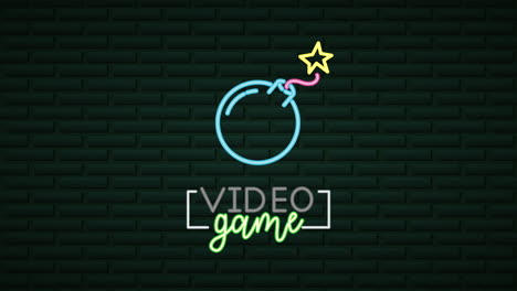 wall with neon light video game boom
