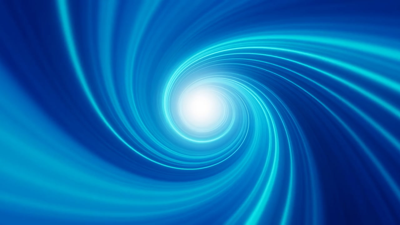 Blue Swirling Vortex With Glowing Center And Dynamic Spiral Motion, Abstract Energy Flow, Radiant Light Bands,