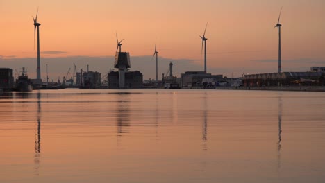 antwerp port view at sunset