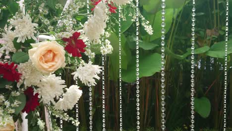 beautiful wedding decoration with colorful blooming flowers, wedding concept