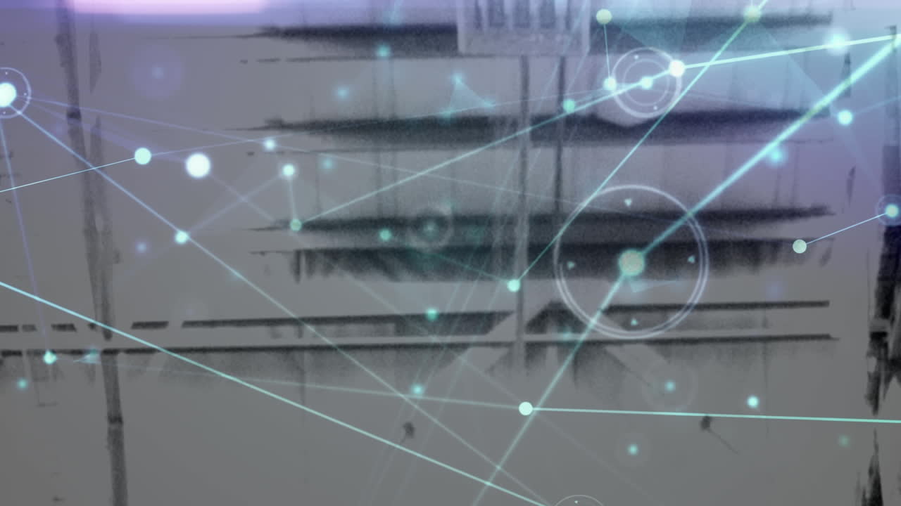 Animation of networks of connections over industrial interiors