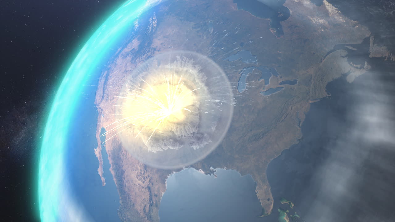 Massive Asteroid Impact Explosion on Earth