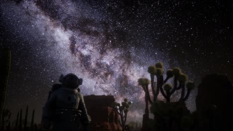 la formación de astronautas y estrellas de la vía láctea en el valle de la muerte