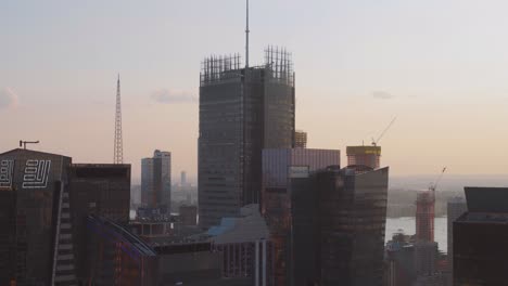 nyc: midtown manhattan skyline, looking over times square towards the hudson river new york city, usa