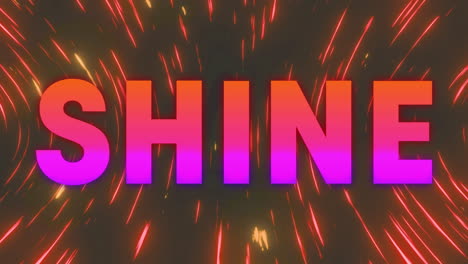 animation of shine in orange and purple text over moving red and yellow lights